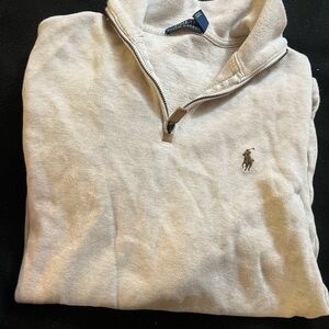 Polo Ralph Lauren Beige Quarter-Zip Sweater and Light Blue Hoodie (Size Small)